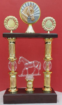 Pokal Reiten Säulenpokal Pferd Reitsport gold Acryl 35 cm Top NEUHEIT