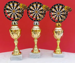 3erSerie Pokale Dart in Gold mit Gravur