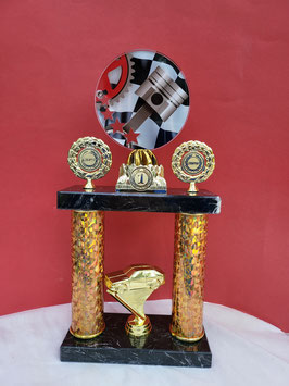 Säulenpokal Gold Motorsport mit Acryl Figur