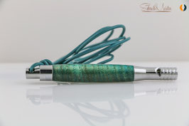 »Doggie«, Esche XG, blau-grün, Chrom, Lederband türkis