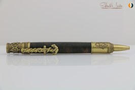 »Stift Ahoi!«, Makassar Ebenholz, quergedrechselt (XG), naturbelassen, Antik Messing