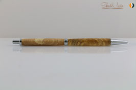 »Finley« Klick-Kugelschreiber, Birke gestockt, clipless, Chrom