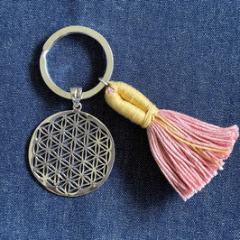 flower of life key ring * sterling silver & dusty pink