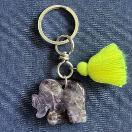 key ring happy elephant * amethyst