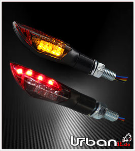 LED Mini Blinker Rücklicht DUAL schwarz getönt