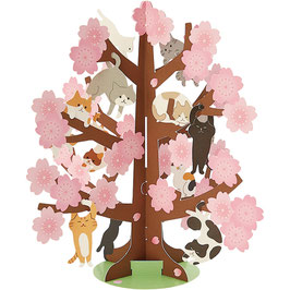 ☆3D Karte "Dangling cats on the cherry tree"