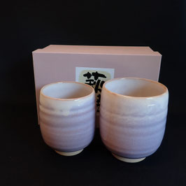 Paired Teacup "hagi murasaki" Hagi ware