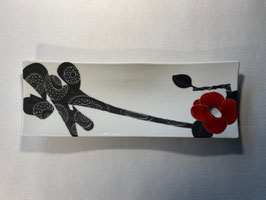 ☆Kutani Long Plate "camellia" Masako Inoue