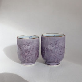 Kyo/Kiyomizu paired Teacups "murasakino"