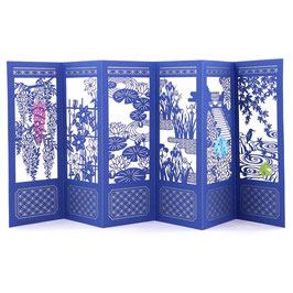 ☆Greeting card "Byobu blue B) Wisteria”