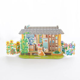 ☆3D Karte "summer, Shiba-inu, Japanese House"