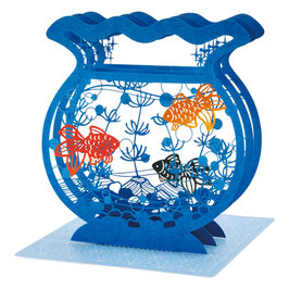 ☆3D Laser-cut greeting card – Goldfish bowl