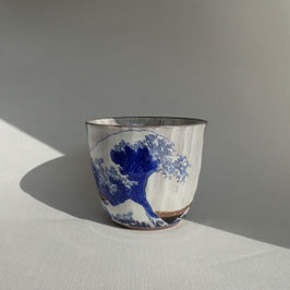 Kutani cup Hokusai Ukiyo-e "The great wave off Kanagawa"
