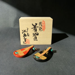☆ Chopstick rest "Biwa, kinrande" pair set