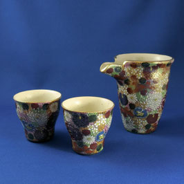 Kutani Sake set "Hanazume" Gold floral