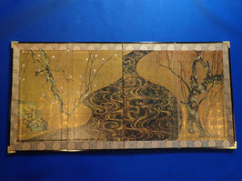 ☆ Mini BYOBU Folding Screen, 4 panel - Red and White Plum Blossoms
