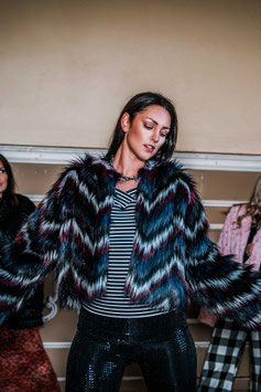 FAKE FUR JACKET 'STEVIE' ZIGZAG