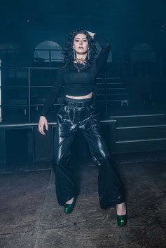PANTS 'JOSY' BLACK VEGAN LEATHER