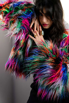 FAKE FUR JACKET 'STEVIE' MIXED PINK