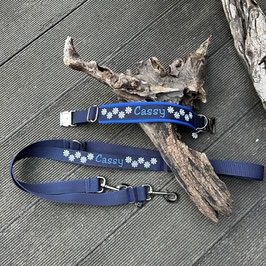 Hundehalsband-Set "Wunschmotiv" Beispiel Name vom Hund mit Herzerl usw.