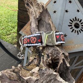 Kleines Hundehalsband "Brezel schwarz"