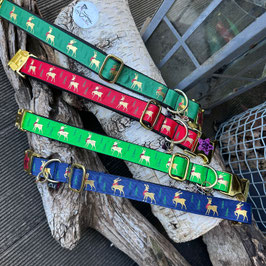 Weihnachtshalsband "Hirsch gold" mit goldenen Verschluss