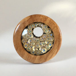Holzschmuck inkl. Lederband aus Eschenholz mit handgefertigter Verzierung aus Epoxidharz, Unikat