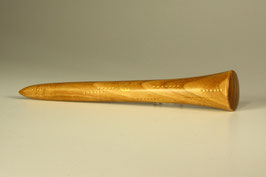 ! 9,3/ Handgefertigter Haarstab aus Apfelbaum-Holz mit goldfarbener, leicht strukturierter Verzierung