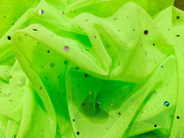 Netzstoff Helmond Neon-Grün mit Holo-Pailletten bi-elastisch