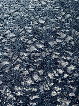 Rest K2 Spitzenstoff mit Blumen und Pailletten Blue Notte
