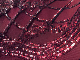 Haute Couture Lux Stickerei Dunkel Bordeaux mit Pailletten