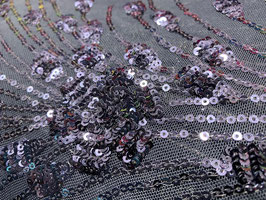 Haute Couture Lux Stickerei Blumen Grau mit Pailletten