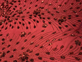 Haute Couture Lux Stickerei Blumen Bordeaux mit Pailletten