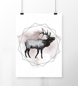 Weihnachtsposter Elch