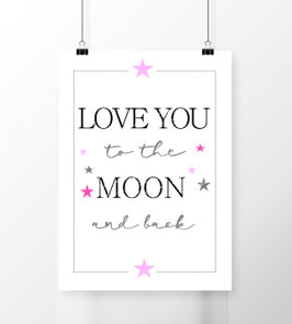 Kinderzimmerposter - Love You To the Moon and back klassisch