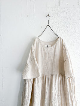 Linen Chambray SHORt sleeve gather one-piece