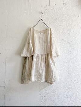 Linen chambray SHORt sleeve gather Tops
