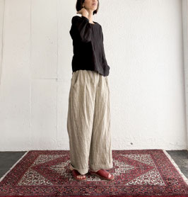 premium linen ワイドイージーパンツ