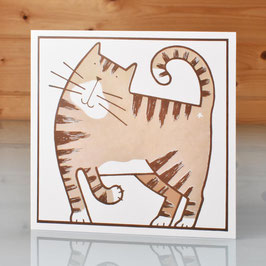 'Catachino' Tabby Cat Art Card