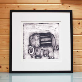 'Elephant' Indian Elephant Collogragh Print