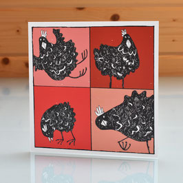 'Fluffy Black Orpingtons' Chicken Blank Inside Greeting Card