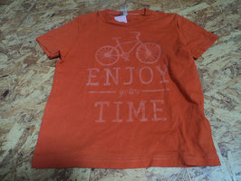 1031 Shirt Orange mit Fahrrad von BENETTON Gr. 100 cm