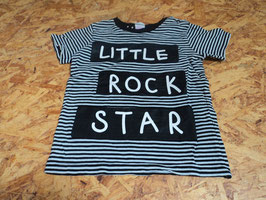 1029 Shirt schwarz/weiß gestreift Little Rockstar von H&M Gr. 92