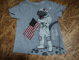 1159 Shirt grau mit Dino Astronaut von H&M Gr. 98/104