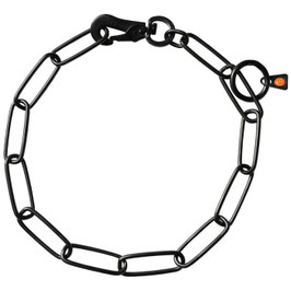Halskette, langgliedrig, verstellbar - mit SPRENGER-Haken - Edelstahl Rostfrei schwarz, 3,0 mm