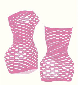 Fishnet jurkje rose 17