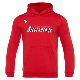 MACRON Banjo Hero Hoodie rot mit Sieglarer TV Logo und Wunschname