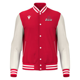 MACRON College Jacke Fiddle rot/weiß mit Sieglarer TV Basketball-  Logo und Wunschname