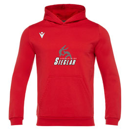 MACRON Banjo Hero Hoodie rot mit Judo & Aikido-Logo und Wunschname