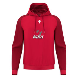 MACRON Horn Hoodie Rot mit SieglarerTV Leichtatlethik-Logo und Wunschname